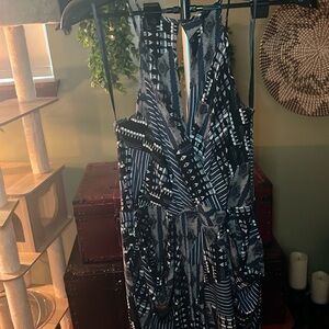 BCBGeneration Drape‎ Pocket Jumpsuit Womens Size large Blue Stretchy
